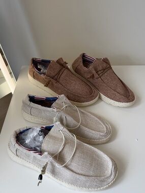 Casual Linen Slip-On Men’s Shoes in Brown and Beige